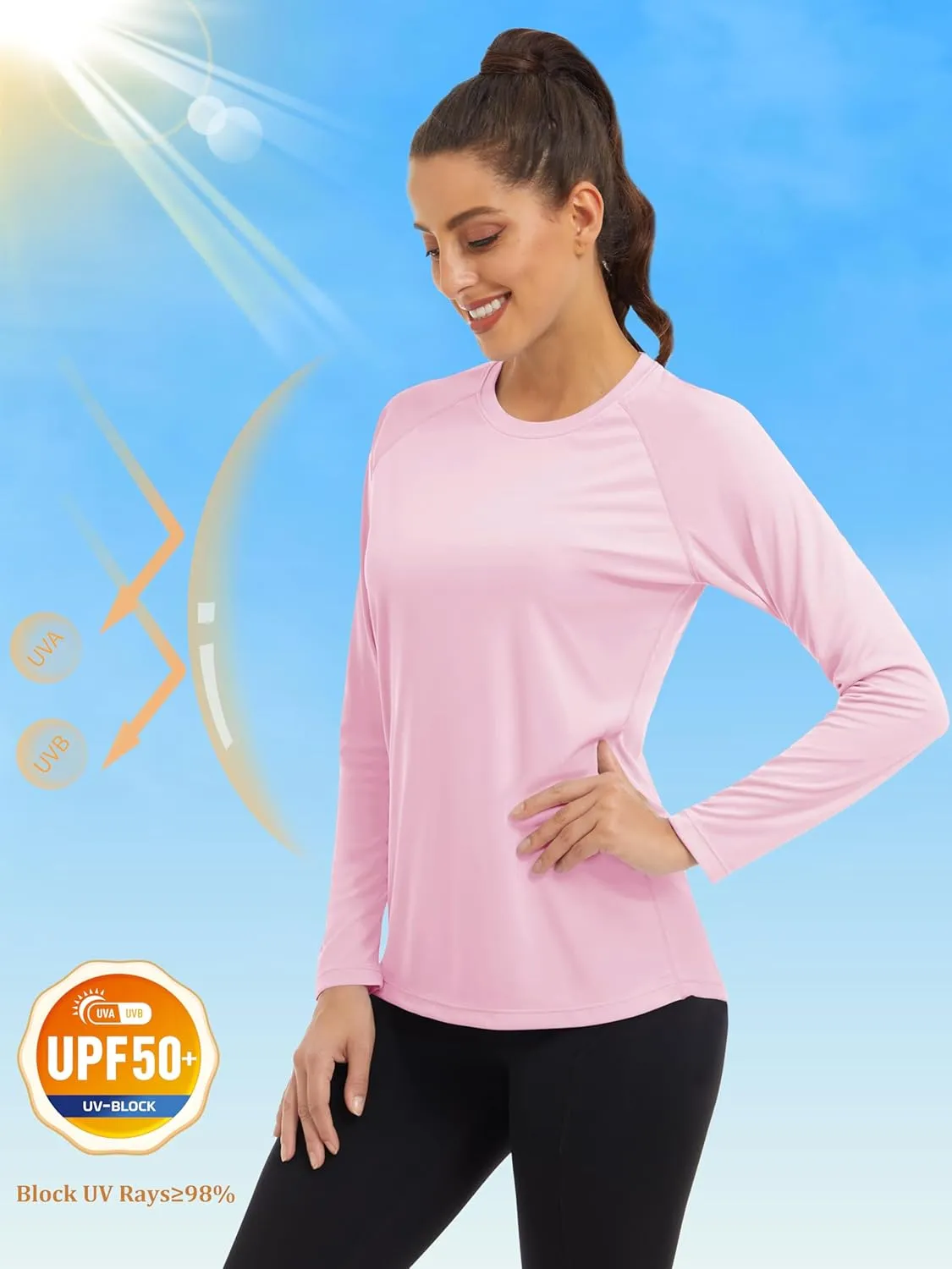 MAGCOMSEN Women's Long Sleeve Shirts UPF 50  Sun Protection Shirts for Hiking Fishing Workout Rash Guard