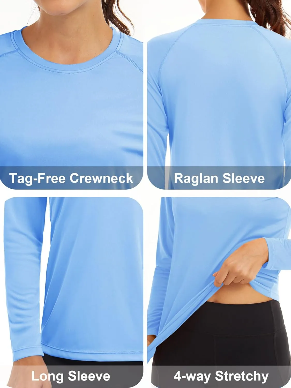 MAGCOMSEN Women's Long Sleeve Shirts UPF 50  Sun Protection Shirts for Hiking Fishing Workout Rash Guard