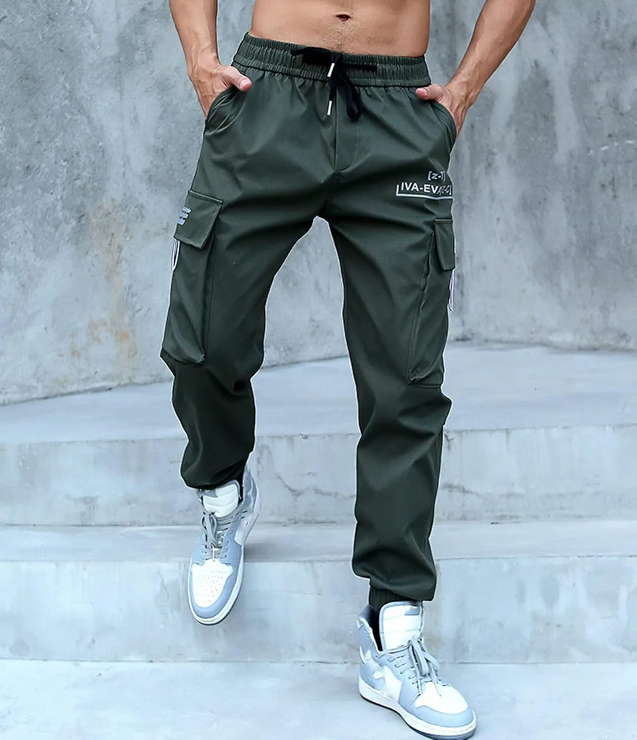 Men Slim Fit Cargo Techwear Pants