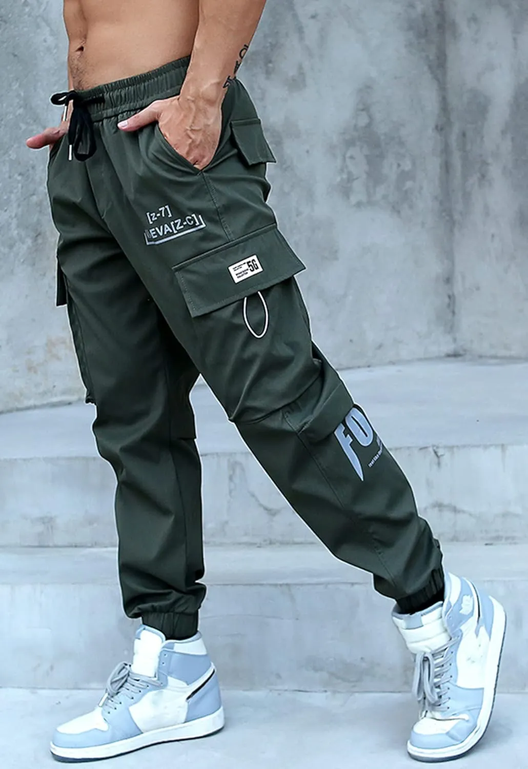 Men Slim Fit Cargo Techwear Pants