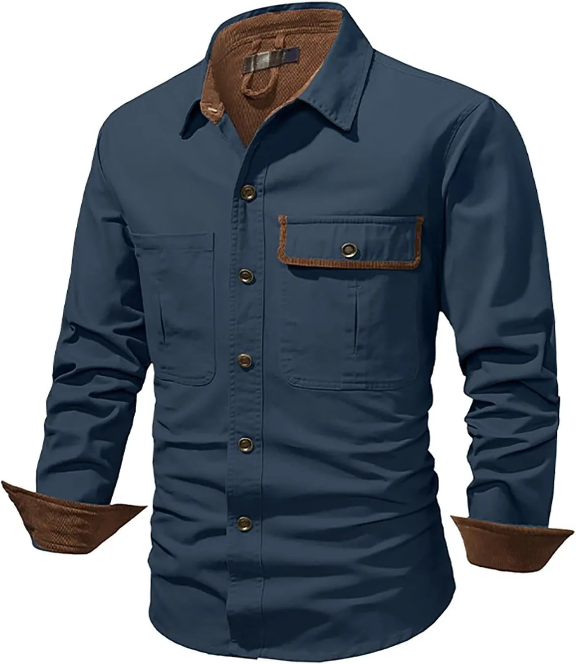 Mens 2023 Dress Shirts Long Sleeve Wrinkle-Resistant Casual Button Down Shirts Solid Formal Dress Shirts Business Top