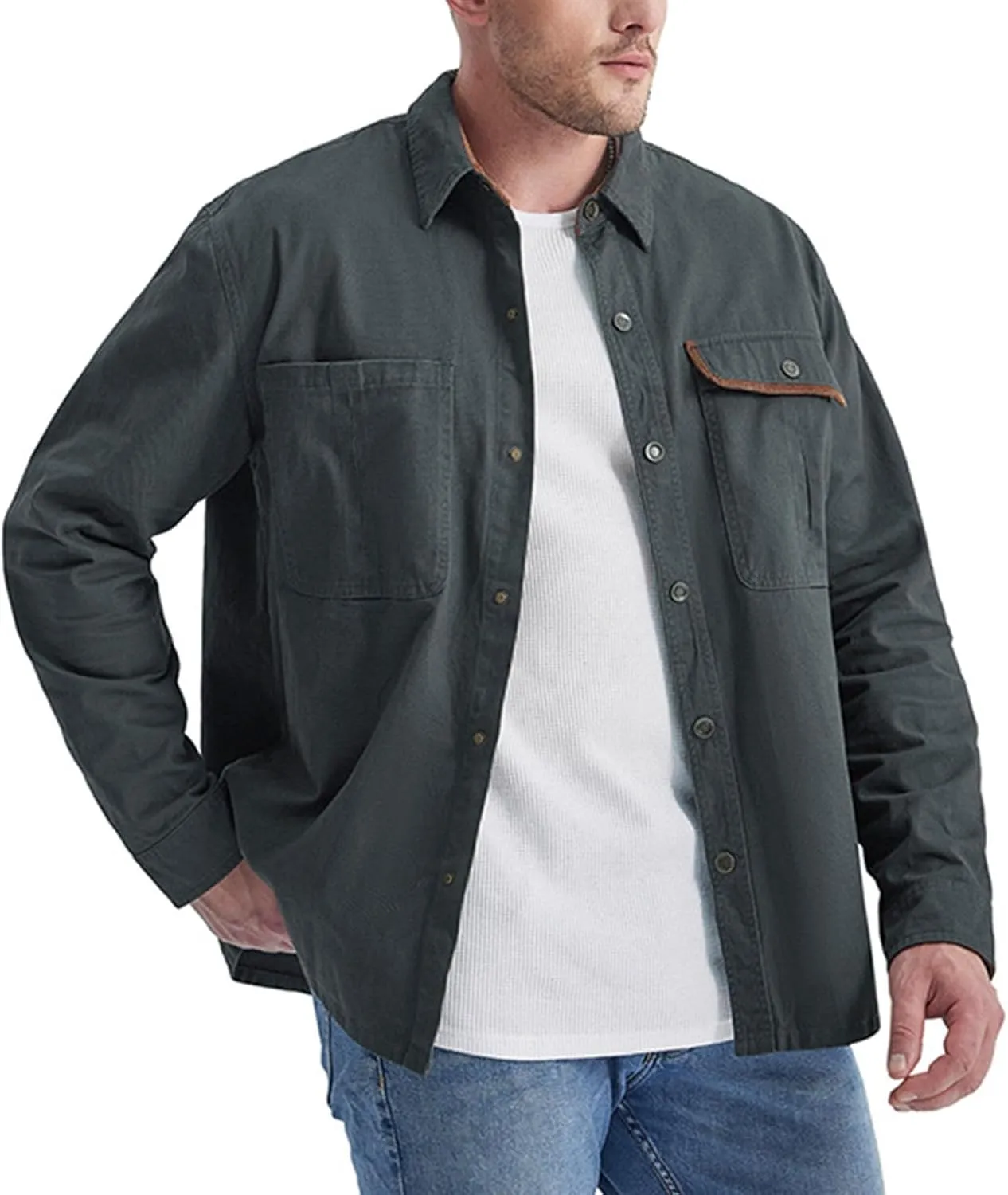 Mens 2023 Dress Shirts Long Sleeve Wrinkle-Resistant Casual Button Down Shirts Solid Formal Dress Shirts Business Top