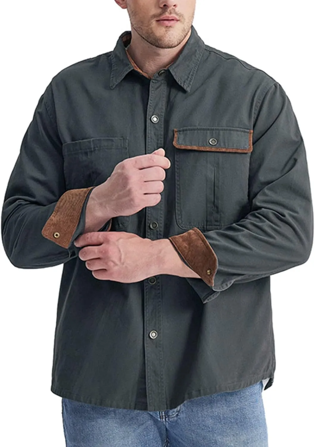 Mens 2023 Dress Shirts Long Sleeve Wrinkle-Resistant Casual Button Down Shirts Solid Formal Dress Shirts Business Top