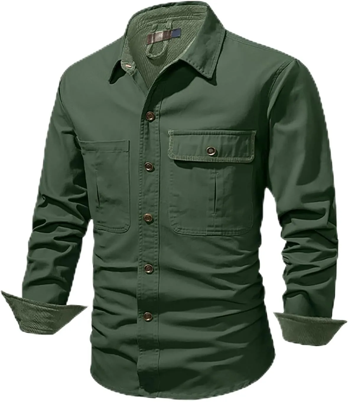 Mens 2023 Dress Shirts Long Sleeve Wrinkle-Resistant Casual Button Down Shirts Solid Formal Dress Shirts Business Top