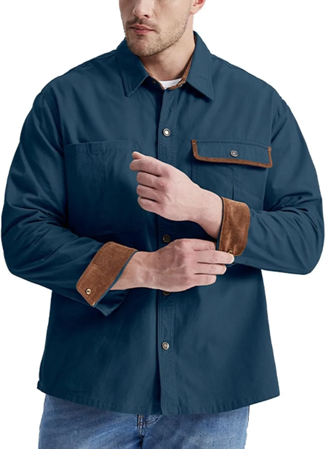 Mens 2023 Dress Shirts Long Sleeve Wrinkle-Resistant Casual Button Down Shirts Solid Formal Dress Shirts Business Top