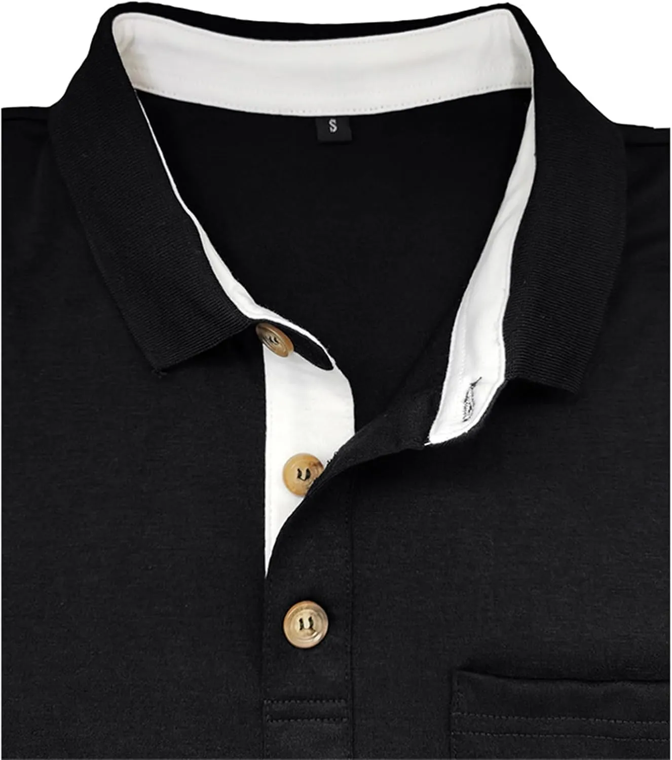 Mens Athletic Short Sleeve Polo Shirts Casual Moisture Wicking Golf Shirts Buttons Collared Solid T Shirts with Pocket