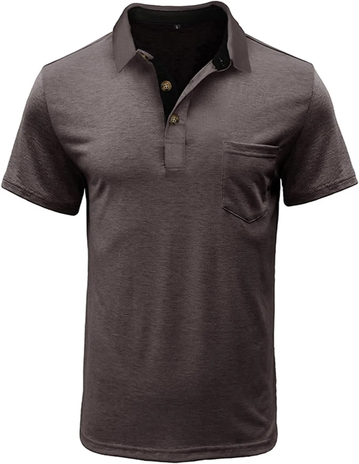 Mens Athletic Short Sleeve Polo Shirts Casual Moisture Wicking Golf Shirts Buttons Collared Solid T Shirts with Pocket
