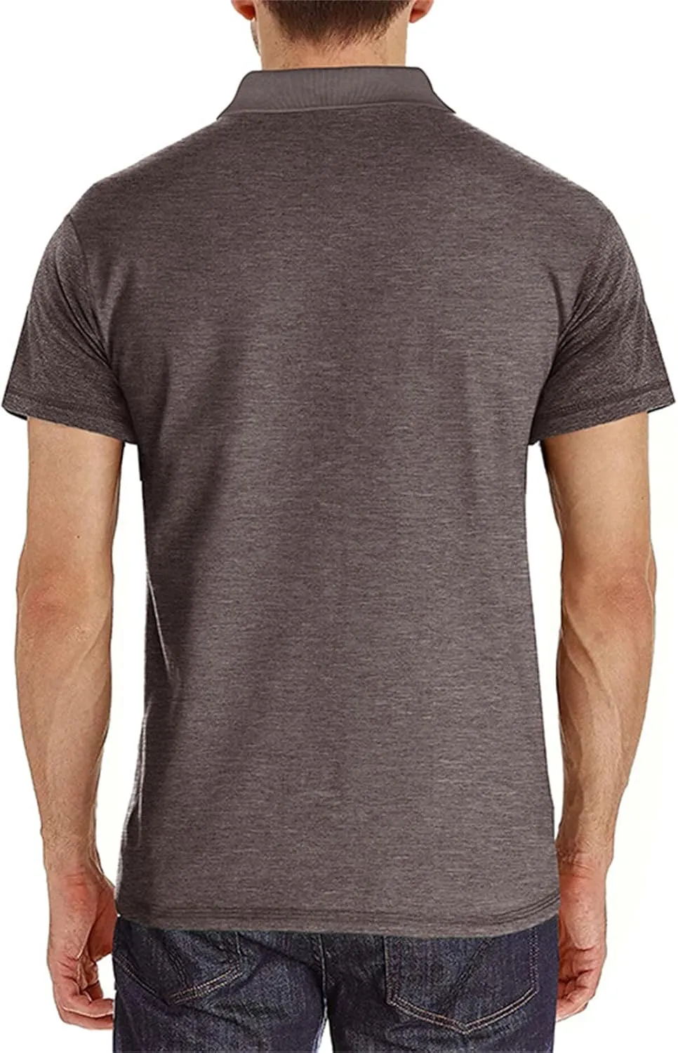 Mens Athletic Short Sleeve Polo Shirts Casual Moisture Wicking Golf Shirts Buttons Collared Solid T Shirts with Pocket