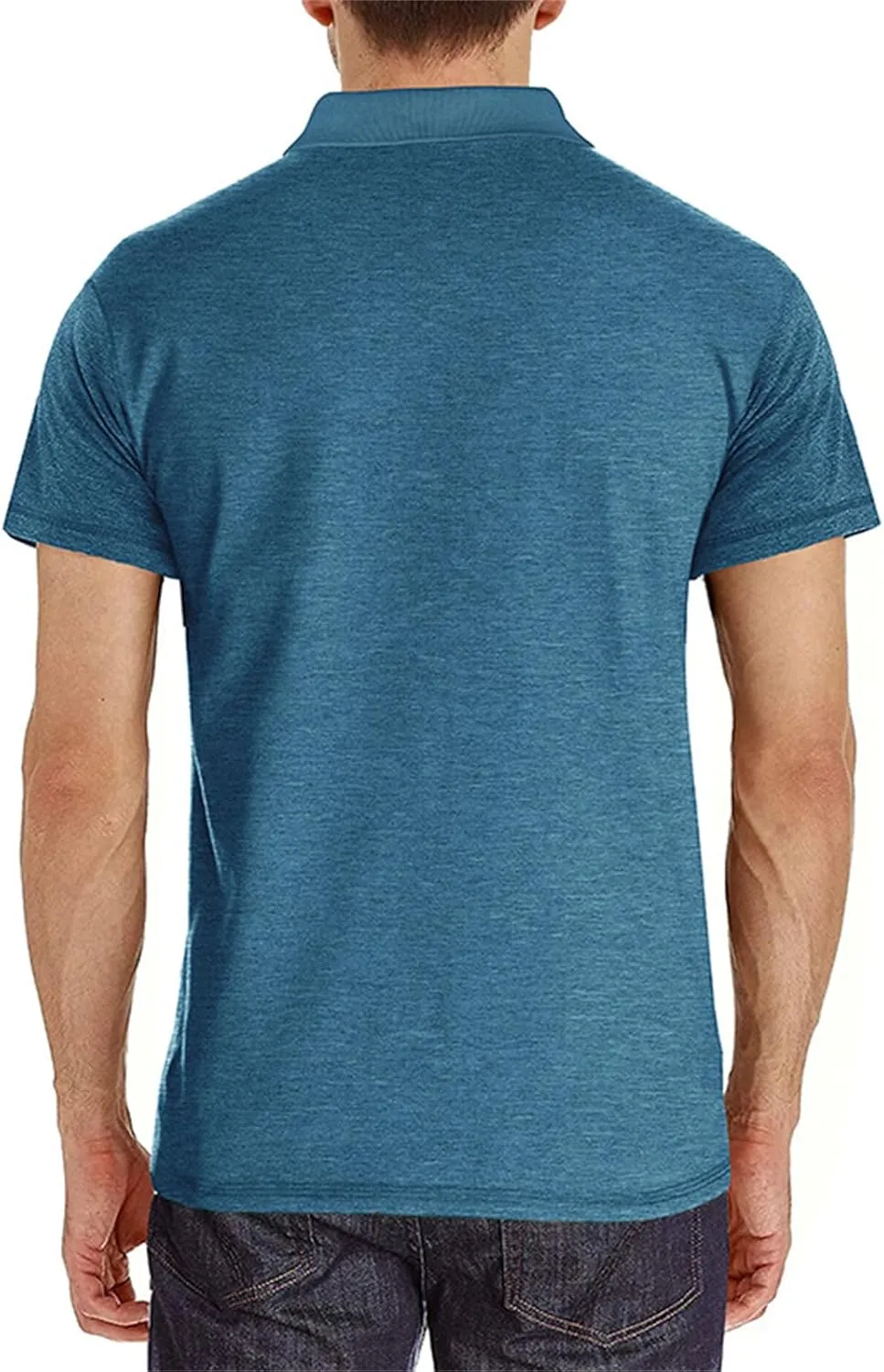 Mens Athletic Short Sleeve Polo Shirts Casual Moisture Wicking Golf Shirts Buttons Collared Solid T Shirts with Pocket