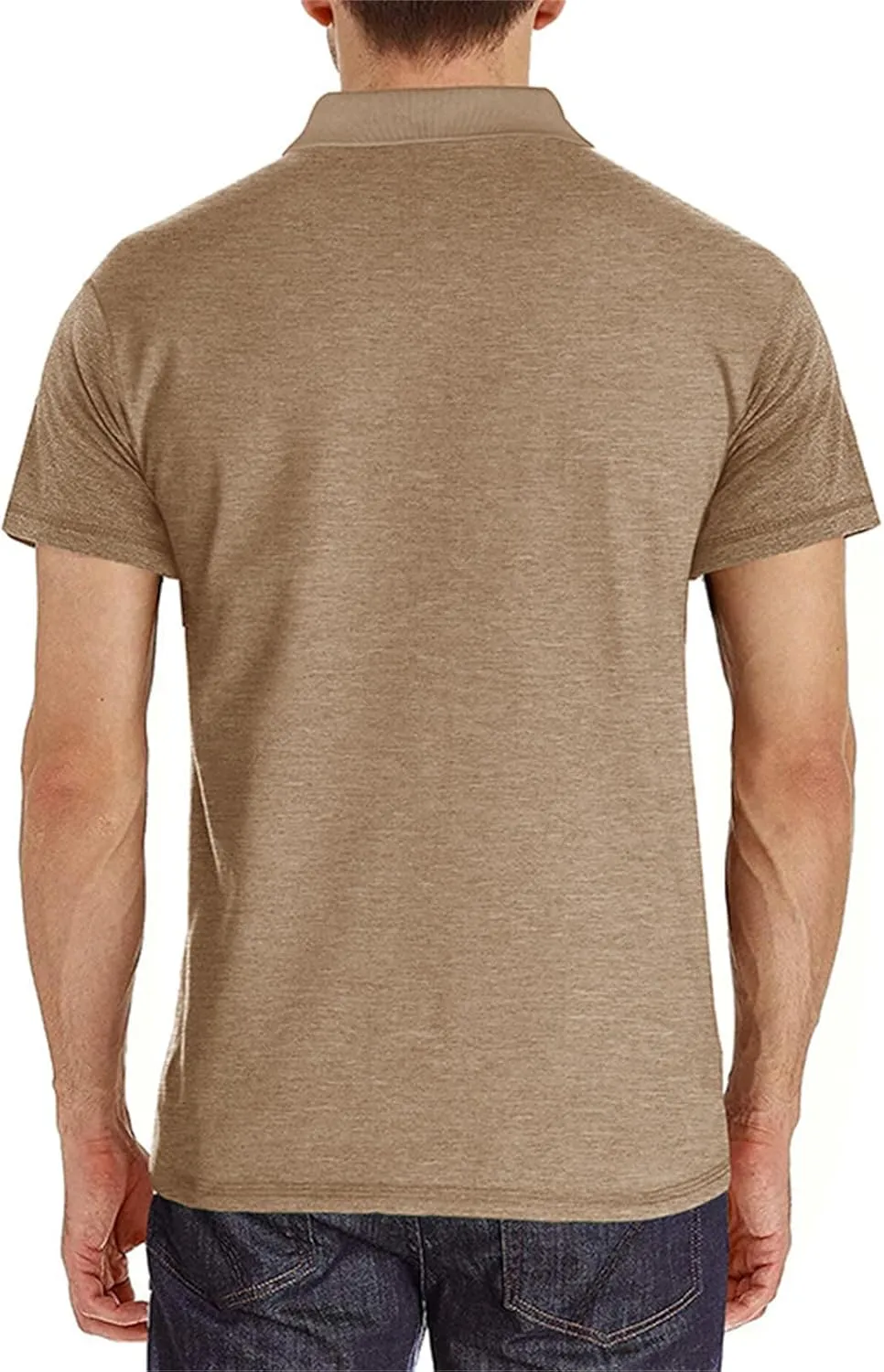 Mens Athletic Short Sleeve Polo Shirts Casual Moisture Wicking Golf Shirts Buttons Collared Solid T Shirts with Pocket