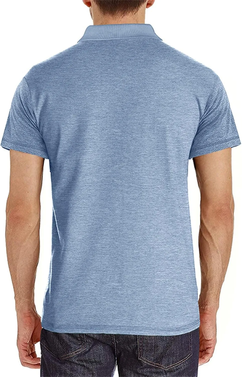 Mens Athletic Short Sleeve Polo Shirts Casual Moisture Wicking Golf Shirts Buttons Collared Solid T Shirts with Pocket