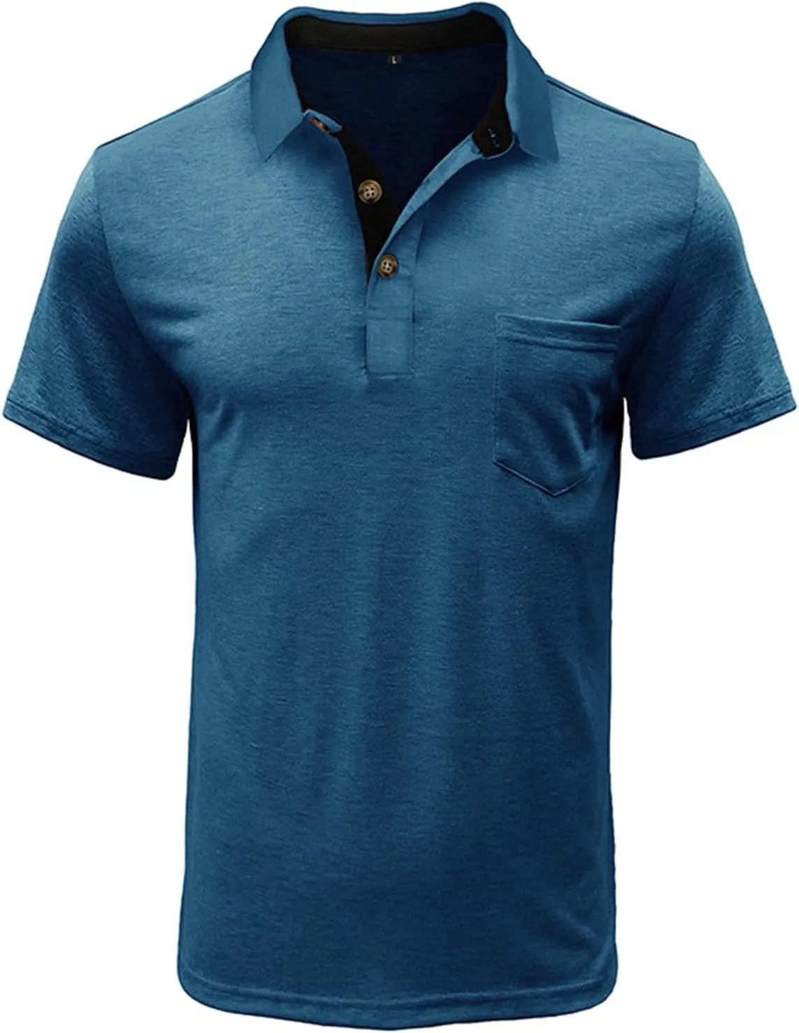 Mens Athletic Short Sleeve Polo Shirts Casual Moisture Wicking Golf Shirts Buttons Collared Solid T Shirts with Pocket
