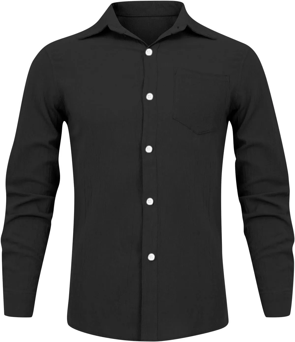 Men's Button Down Shirts Long Sleeve Casual Beach Shirts Vacation Wedding Party Vintage Dress Shirts with Pocket