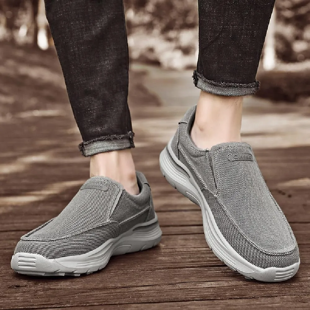 Mens Canvas Loafers Comfortable Soft Walking Shoes Lightweight Non-Slip Driving Shoes Daily Casual Flat Shoes