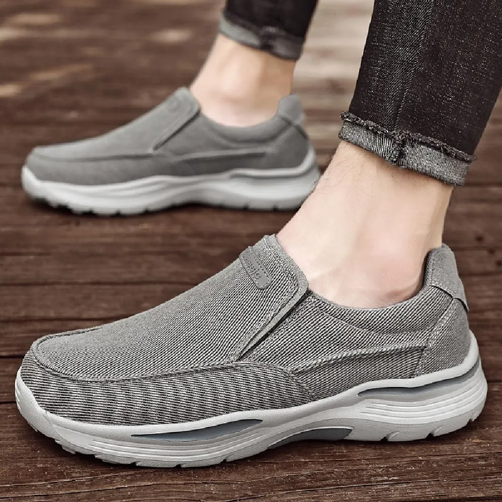 Mens Canvas Loafers Comfortable Soft Walking Shoes Lightweight Non-Slip Driving Shoes Daily Casual Flat Shoes