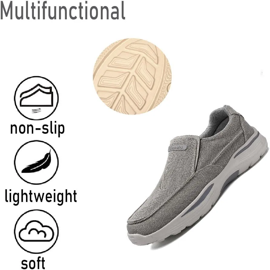 Mens Canvas Loafers Comfortable Soft Walking Shoes Lightweight Non-Slip Driving Shoes Daily Casual Flat Shoes