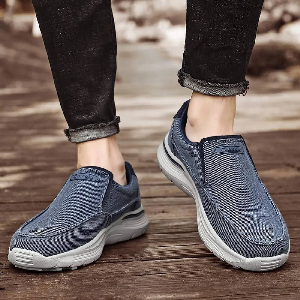 Mens Canvas Loafers Comfortable Soft Walking Shoes Lightweight Non-Slip Driving Shoes Daily Casual Flat Shoes
