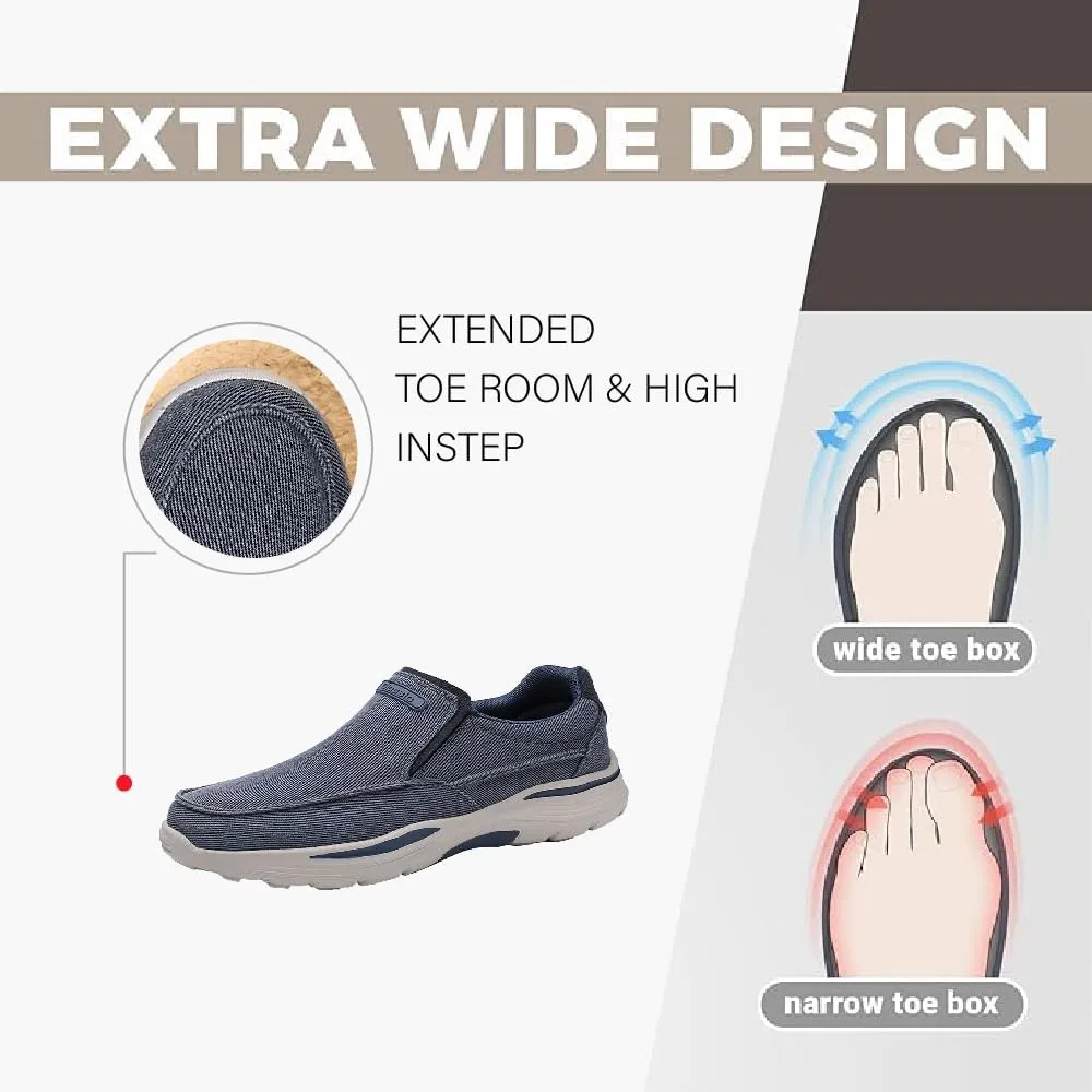 Mens Canvas Loafers Comfortable Soft Walking Shoes Lightweight Non-Slip Driving Shoes Daily Casual Flat Shoes