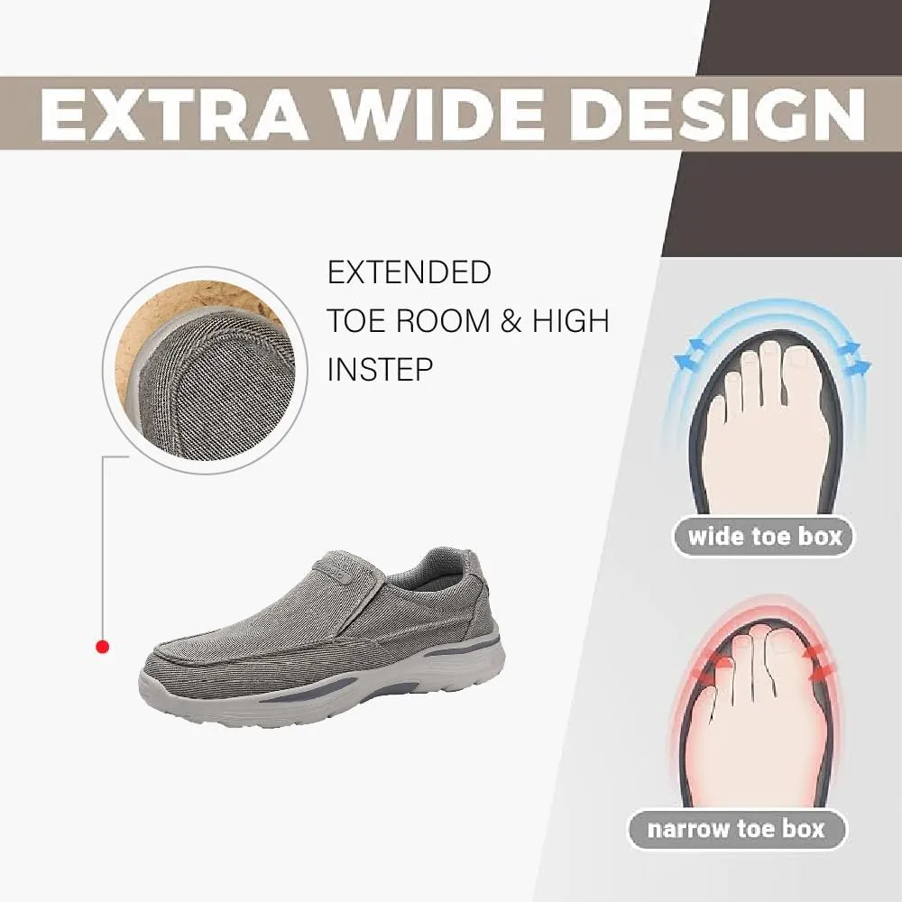 Mens Canvas Loafers Comfortable Soft Walking Shoes Lightweight Non-Slip Driving Shoes Daily Casual Flat Shoes