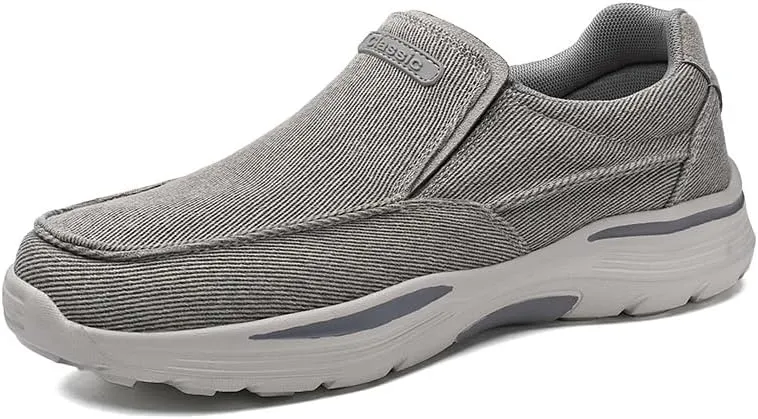 Mens Canvas Loafers Comfortable Soft Walking Shoes Lightweight Non-Slip Driving Shoes Daily Casual Flat Shoes