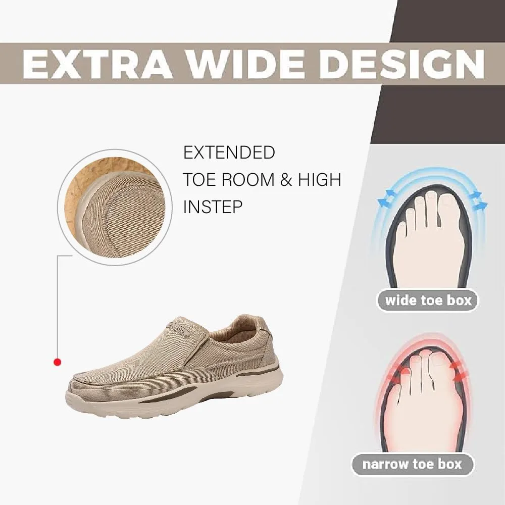 Mens Canvas Loafers Comfortable Soft Walking Shoes Lightweight Non-Slip Driving Shoes Daily Casual Flat Shoes