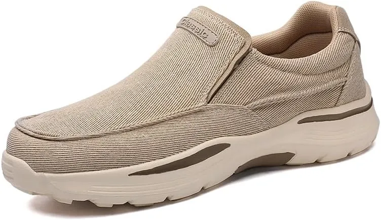 Mens Canvas Loafers Comfortable Soft Walking Shoes Lightweight Non-Slip Driving Shoes Daily Casual Flat Shoes