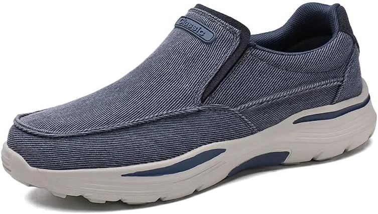 Mens Canvas Loafers Comfortable Soft Walking Shoes Lightweight Non-Slip Driving Shoes Daily Casual Flat Shoes