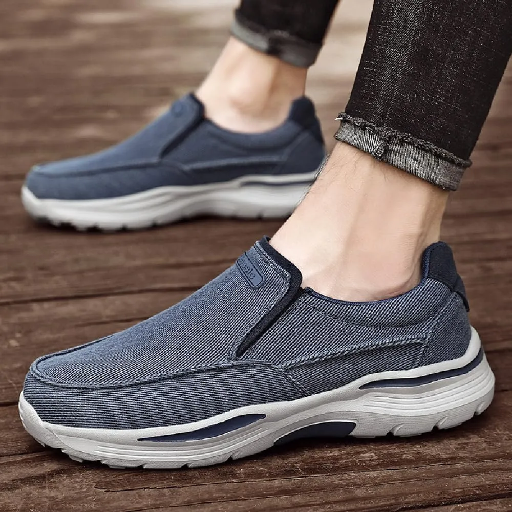 Mens Canvas Loafers Comfortable Soft Walking Shoes Lightweight Non-Slip Driving Shoes Daily Casual Flat Shoes