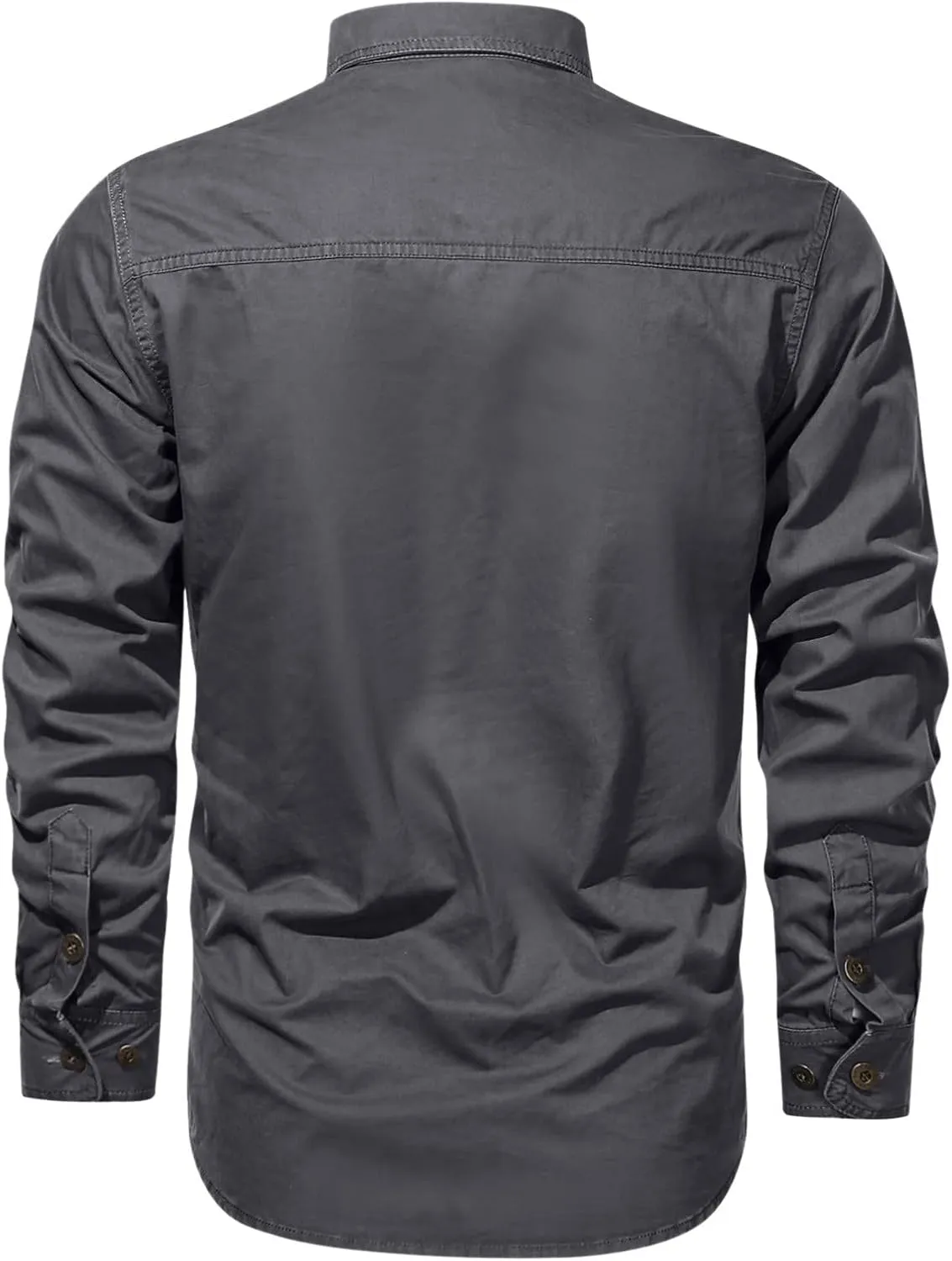 Men's Cargo Shirts Long Sleeve Casual Button Down Military Tactical Shirts Outdoor Lightweight Sun Protection Hiking Shirts