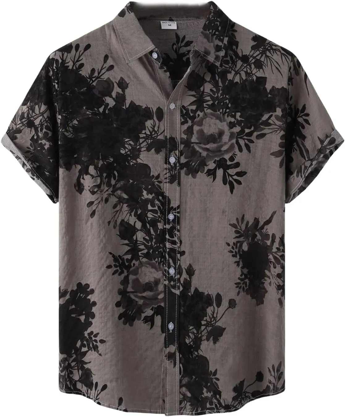 Men's Hawaiian Floral Shirts Cotton Linen Button Down Tropical Holiday Beach Shirts Regular Fit Short Sleeve Shirts Top