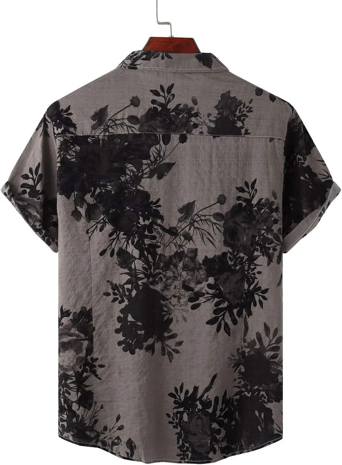 Men's Hawaiian Floral Shirts Cotton Linen Button Down Tropical Holiday Beach Shirts Regular Fit Short Sleeve Shirts Top