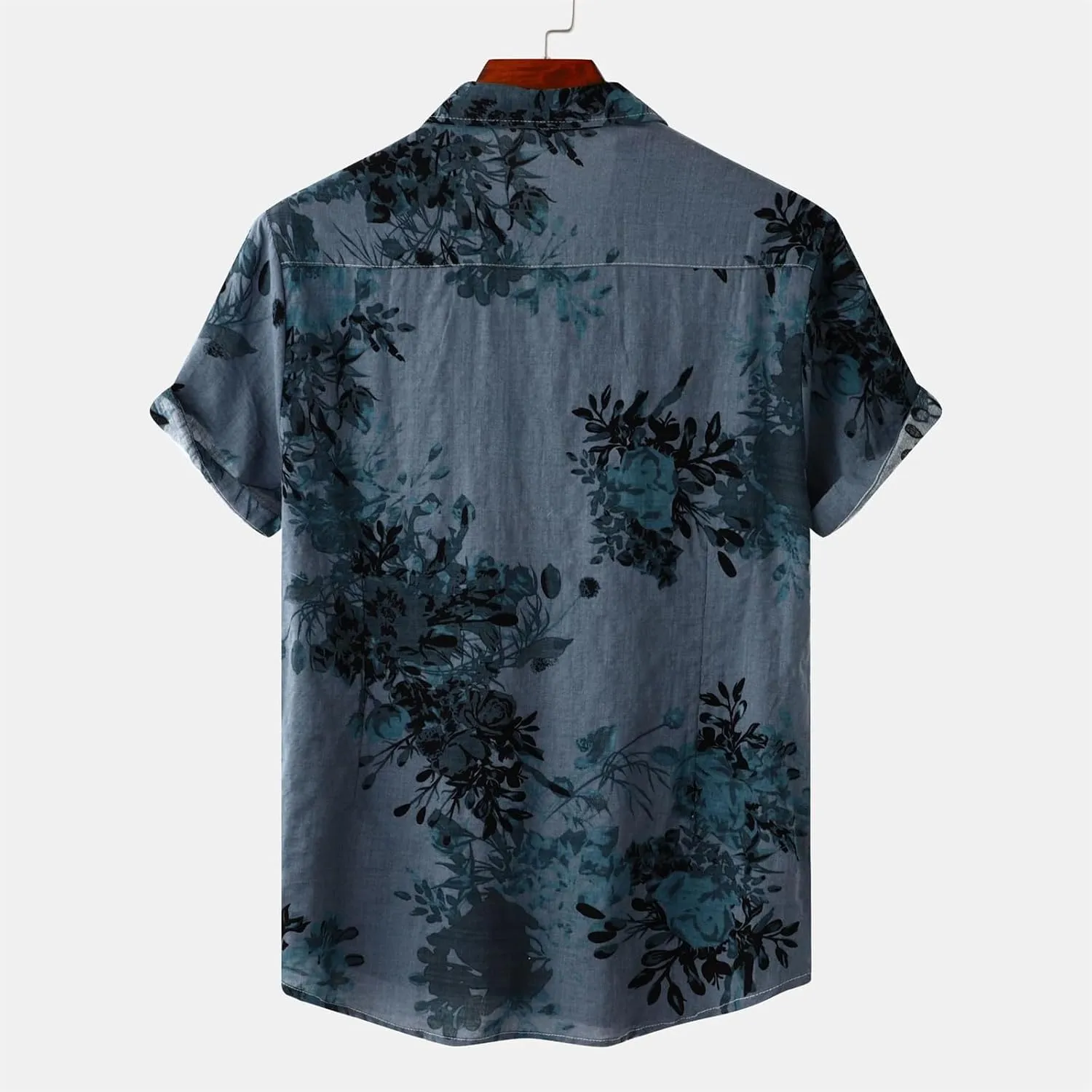 Men's Hawaiian Floral Shirts Cotton Linen Button Down Tropical Holiday Beach Shirts Regular Fit Short Sleeve Shirts Top