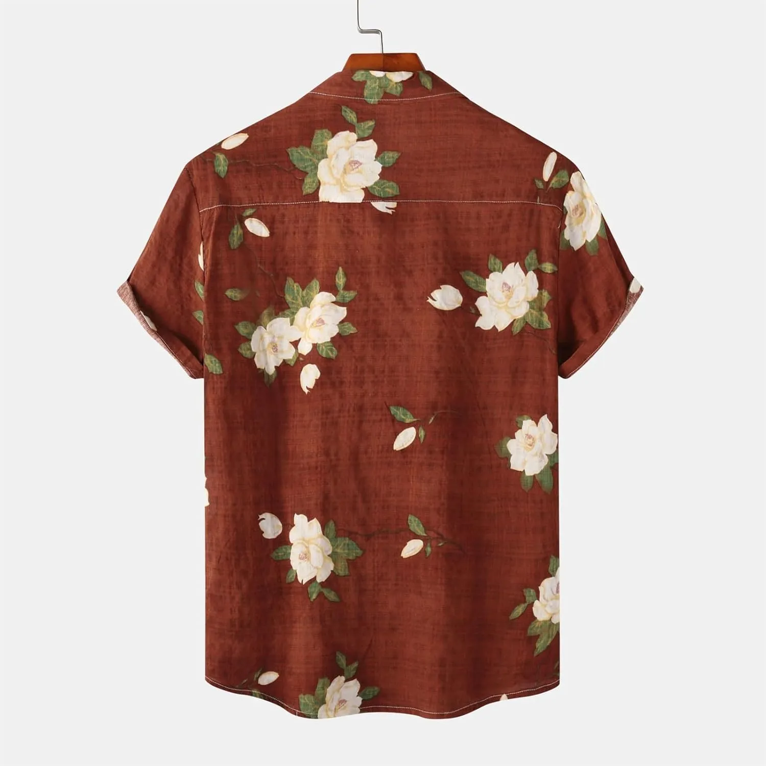 Men's Hawaiian Floral Shirts Cotton Linen Button Down Tropical Holiday Beach Shirts Regular Fit Short Sleeve Shirts Top