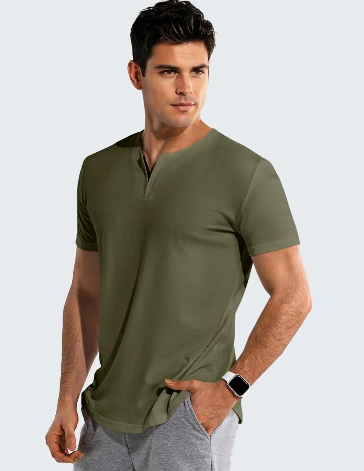 Mens Henley Shirts Short Sleeve Summer Casual V Neck Cotton Tee Shirts