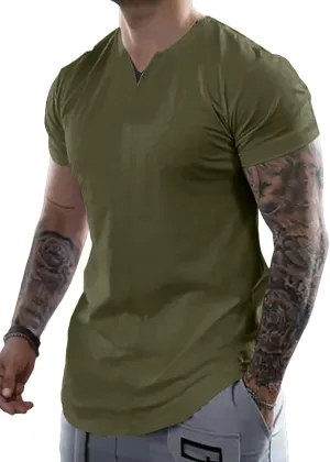 Mens Henley Shirts Short Sleeve Summer Casual V Neck Cotton Tee Shirts