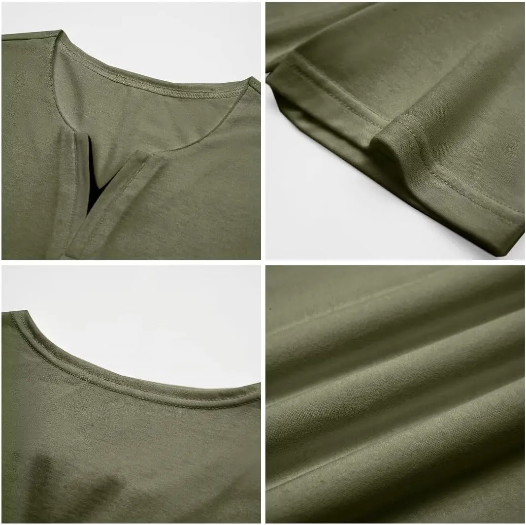 Mens Henley Shirts Short Sleeve Summer Casual V Neck Cotton Tee Shirts