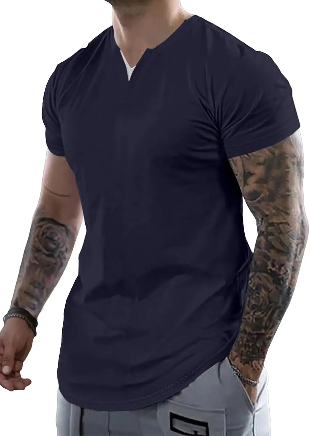Mens Henley Shirts Short Sleeve Summer Casual V Neck Cotton Tee Shirts
