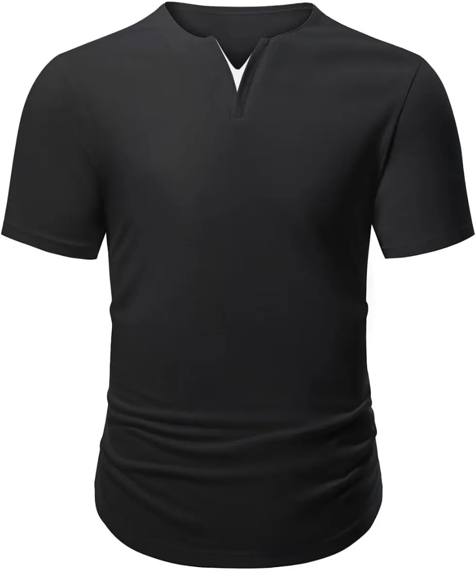 Mens Henley Shirts Short Sleeve Summer Casual V Neck Cotton Tee Shirts