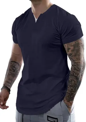 Mens Henley Shirts Short Sleeve Summer Casual V Neck Cotton Tee Shirts