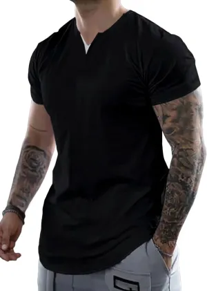 Mens Henley Shirts Short Sleeve Summer Casual V Neck Cotton Tee Shirts