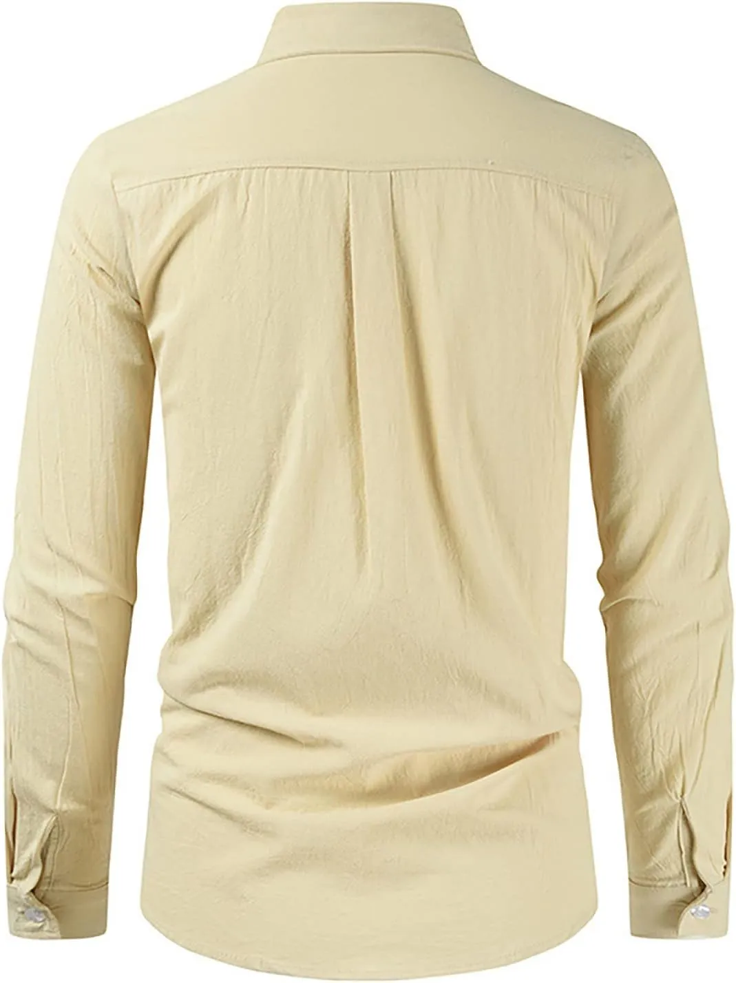 Mens Linen Shirts Long Sleeve Button Down Linen Beach Shirts Casual Loose Fit Summer Collared Shirts Linen Tops