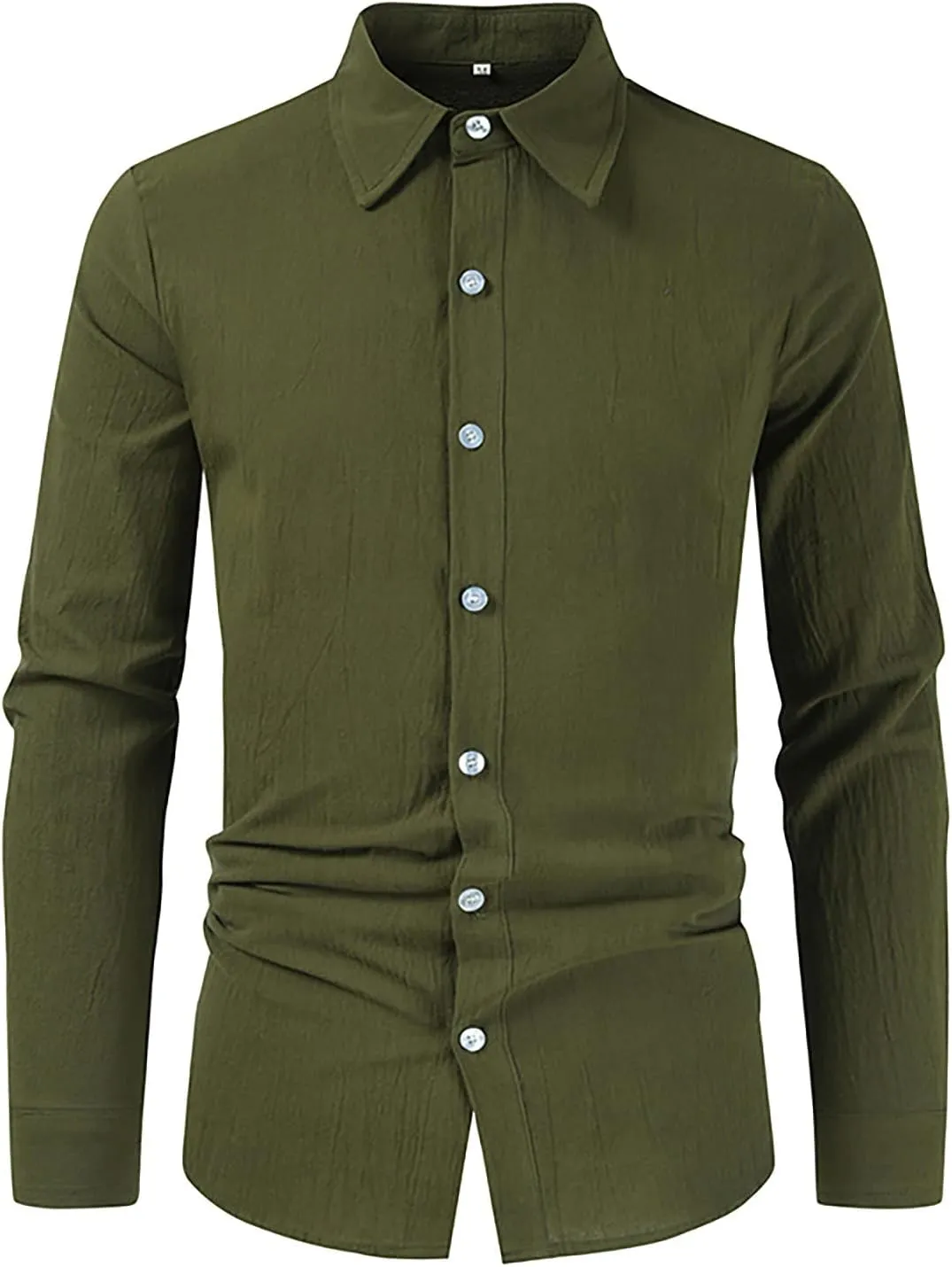 Mens Linen Shirts Long Sleeve Button Down Linen Beach Shirts Casual Loose Fit Summer Collared Shirts Linen Tops
