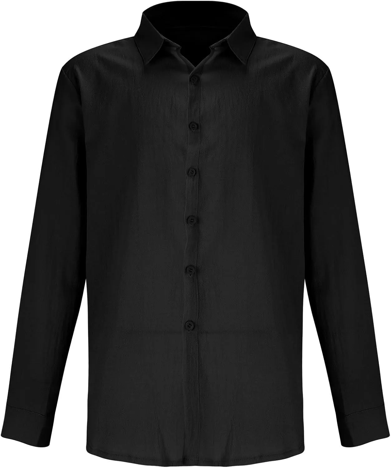 Men's Linen Shirts Slim Fit Long Sleeve Beach Hawaiian Shirts Business Casual Collared Button Down Work Shirts