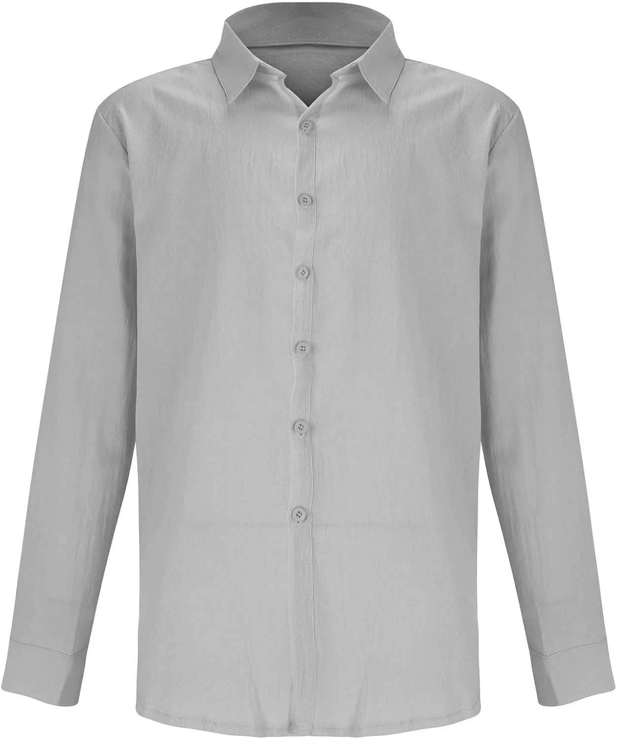 Men's Linen Shirts Slim Fit Long Sleeve Beach Hawaiian Shirts Business Casual Collared Button Down Work Shirts