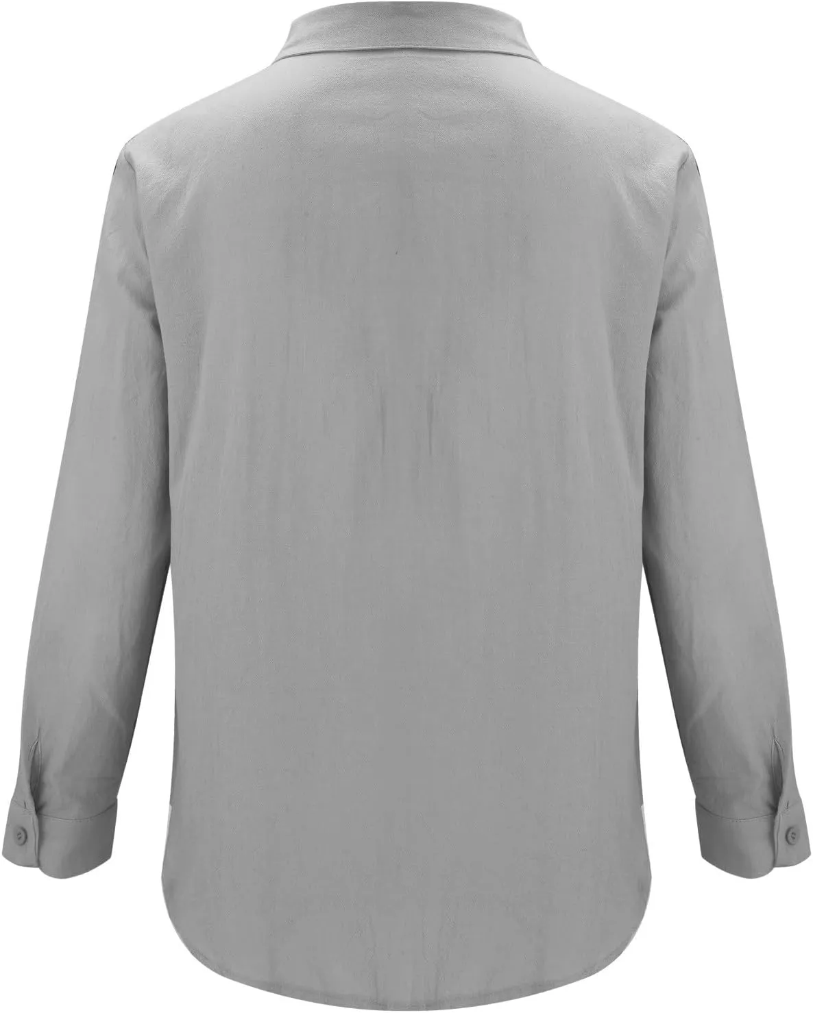Men's Linen Shirts Slim Fit Long Sleeve Beach Hawaiian Shirts Business Casual Collared Button Down Work Shirts