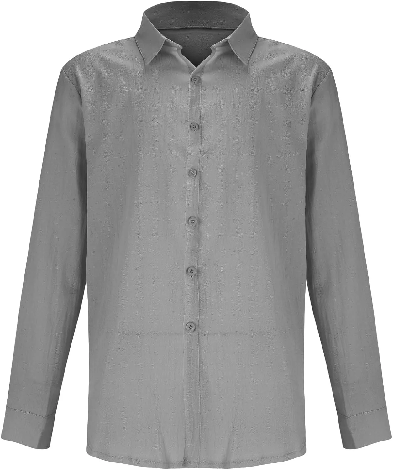 Men's Linen Shirts Slim Fit Long Sleeve Beach Hawaiian Shirts Business Casual Collared Button Down Work Shirts