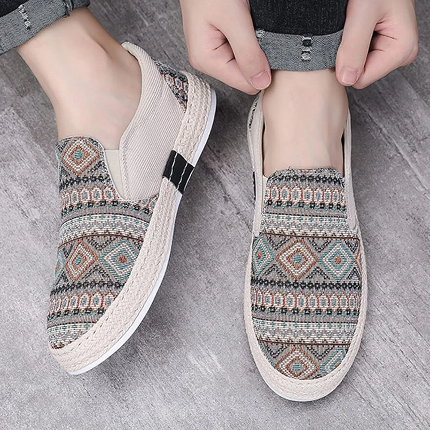 Mens Loafers & Slip-Ons 2025 Men's New Spring and Autumn Fisherman's Shoes Canvas Thick Soled Slip On Shoes