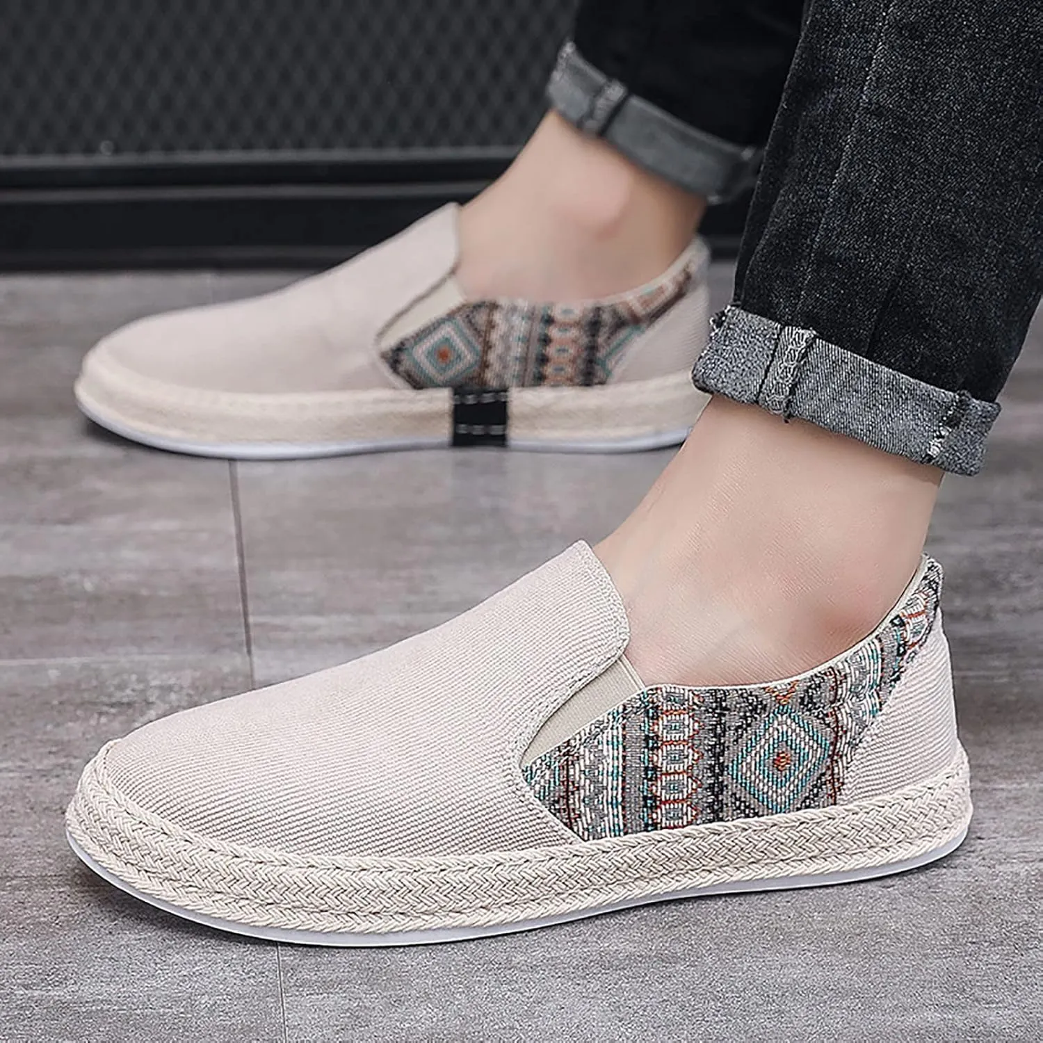 Mens Loafers & Slip-Ons 2025 Men's New Spring and Autumn Fisherman's Shoes Canvas Thick Soled Slip On Shoes