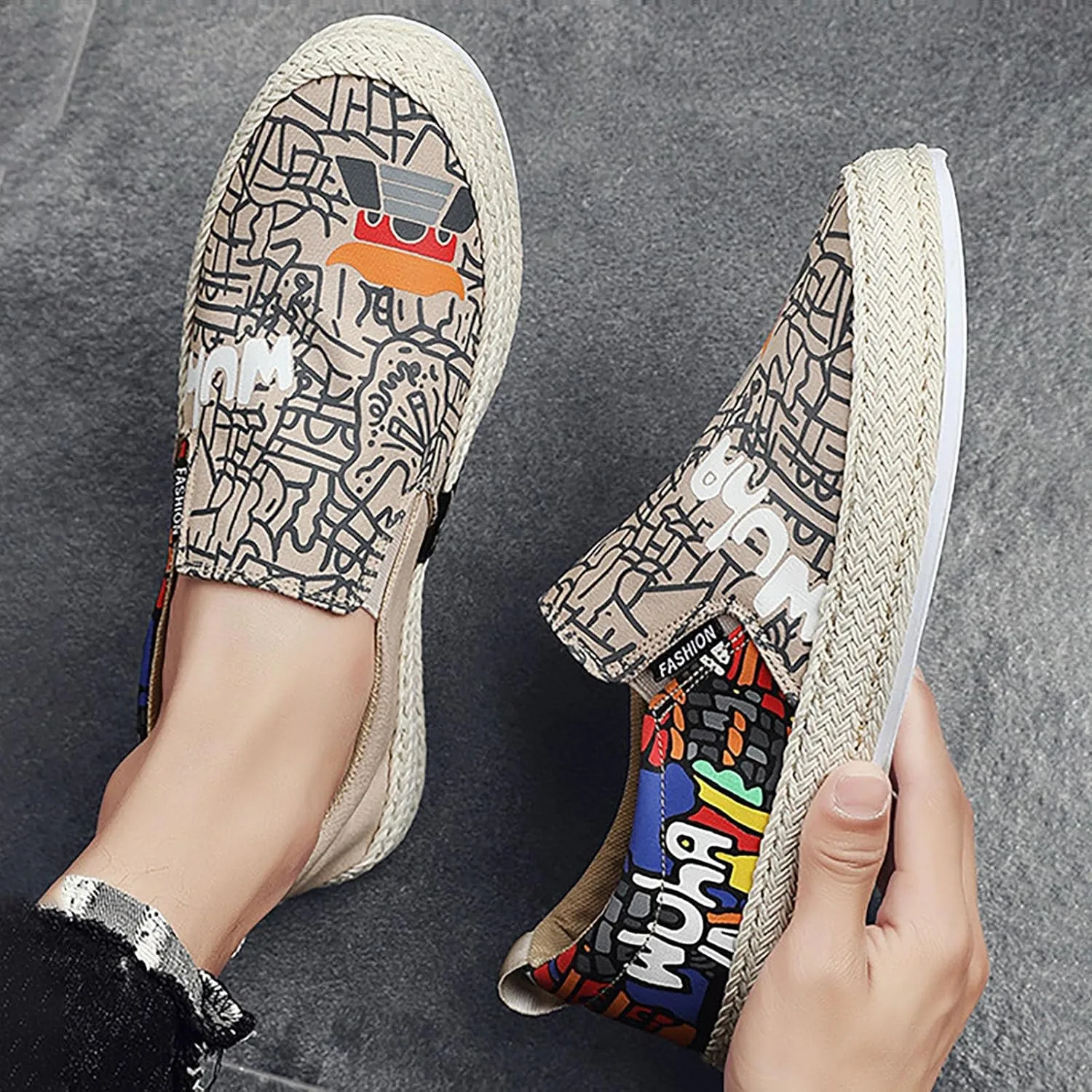Mens Loafers & Slip-Ons Canvas Men's Shoes Spring Autumn Breathable Casual Flat Shoe Cover Wearing Linen Casual