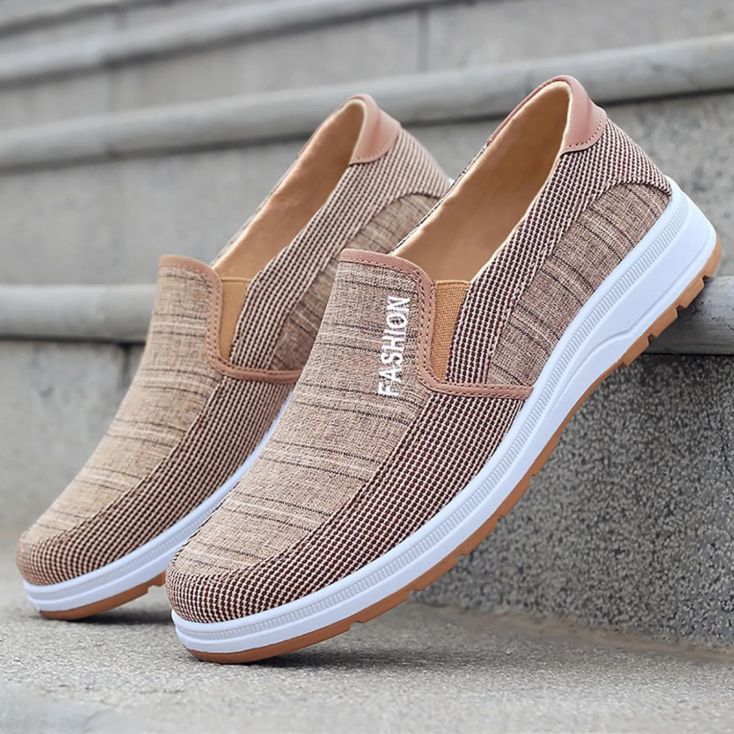 Mens Loafers & Slip-Ons Fashion All Season Men Casual Shoes Flat Bottom Round Toe Non Slip Cloth Shoes Solid